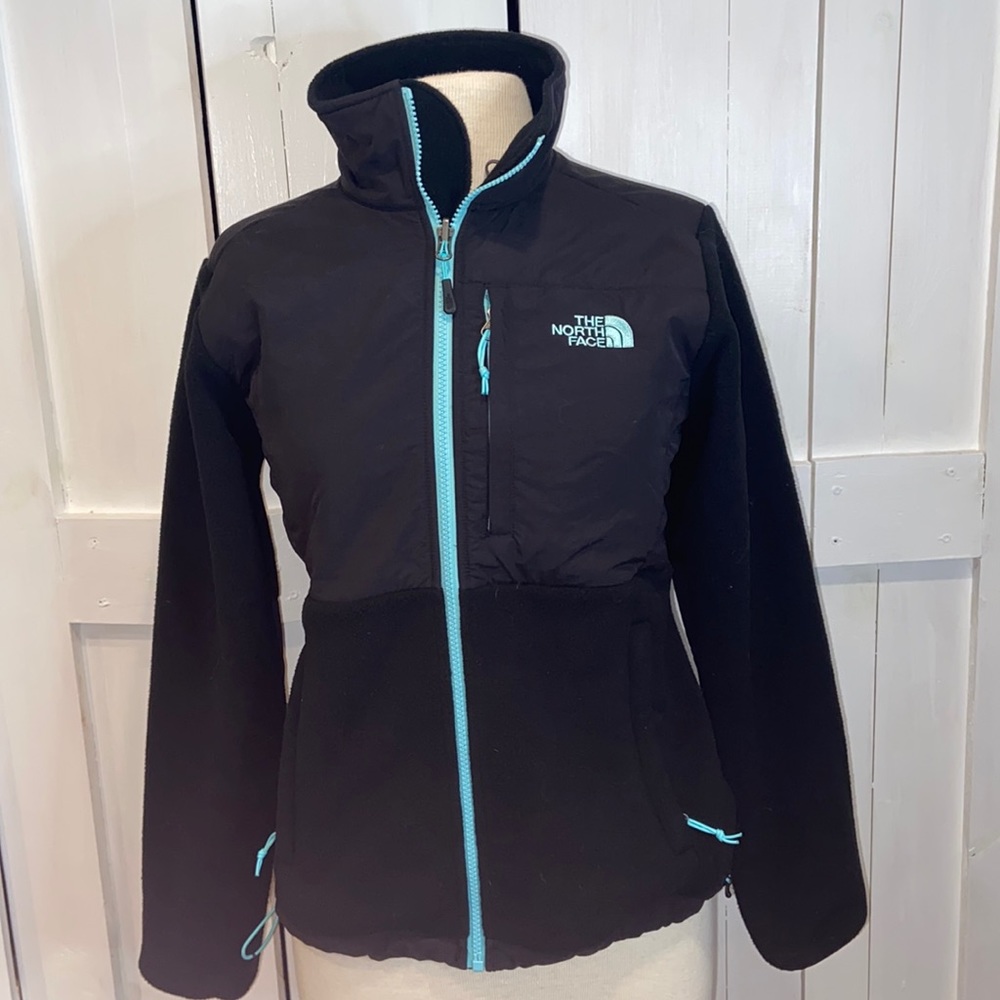 North Face Fleece Black and Mint Jacket - Picture 1 of 3